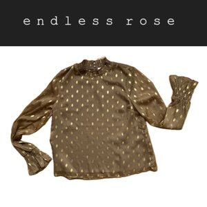 ⭐️🤎💛Metallic Polka Dot Chiffon Top | Endless Rose | Size Large